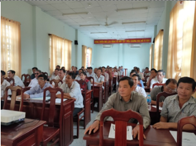 Đông đảo cán bộ Trưởng ấp trên địa bàn huyện Châu Thành tham dự lớp huấn phòng, chống tác hại thuốc lá.