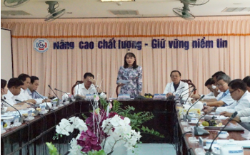 Bà Hồ Thu Ánh, Phó Chủ tịch UBND tỉnh phát biểu tại buổi làm việc.