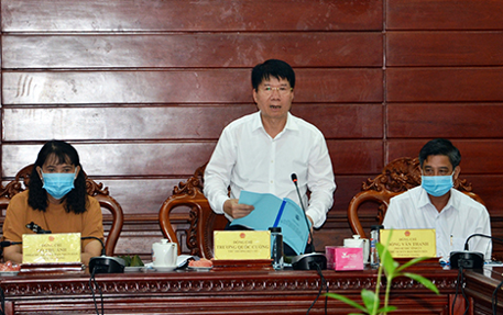 Thứ trưởng Bộ Y tế Trương Quốc Cường phát biểu chỉ đạo tại buổi làm việc.