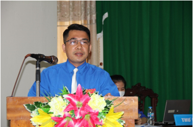 Lê Võ Hoàng Văn, Bí thư Đoàn Khối các cơ quan và doanh nghiệp tỉnh phát biểu chỉ đạo tại Đại hội