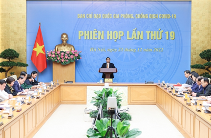 Thủ tướng Phạm Minh Chính, Trưởng Ban Chỉ đạo quốc gia phòng chống dịch Covid-19, chủ trì phiên họp lần thứ 19 của Ban Chỉ đạo - Ảnh: VGP/Nhật Bắc